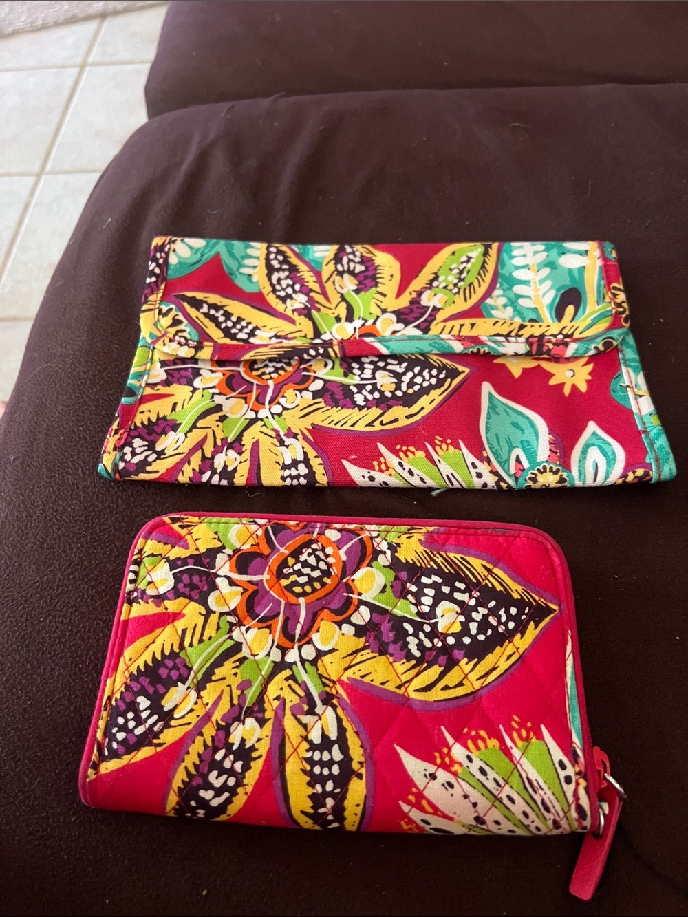 Vera Bradley Retired Rumba  Zip Around Wallet & Snap Brush Case, good cond./NWOT